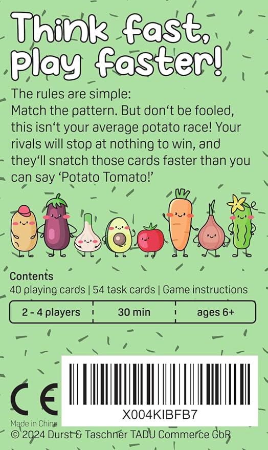 Potato Tomato • Quick Card Game for Children and Adults • Travel Game • Board Game for Families • Ages 6+ • 2-4 Players • 30 Minutes