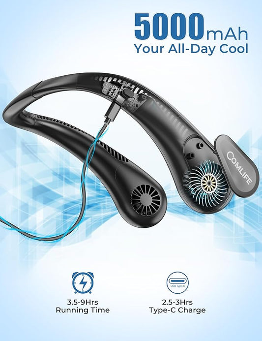 Portable Bladeless Neck Fan, Valentines Day Gifts for Him, Birthday Gifts for Men Women Father's Mother's Day, Wearable Cooling Fan Rechargeable, Essential for Camping Travel Beach Golf(2026 Upgraded)