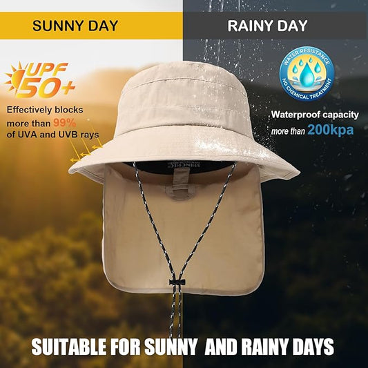 Water-Resistant Sun UPF 50+ Bucket Hat Protection Packable Brimmed Boonie for Women Men Summer Lightweight Hiking Outdoor Cap