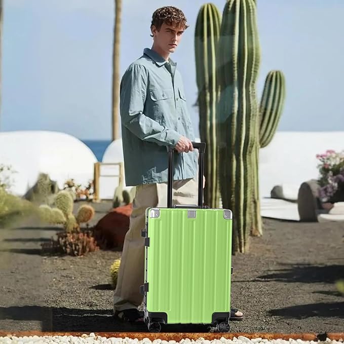 Krute Carry On Luggage 20 inch Aluminum Frame Suitcase with Spinner Wheels No Zipper Hardshell PC+ABS Luggages TSA Lock Zipperless Suitcases