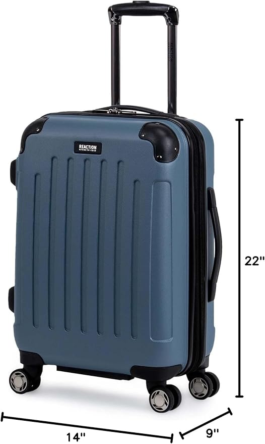 Kenneth Cole REACTION Renegade Luggage Expandable 8-Wheel Spinner Lightweight Hardside Suitcase, Granite Blue, 20-Inch Carry On