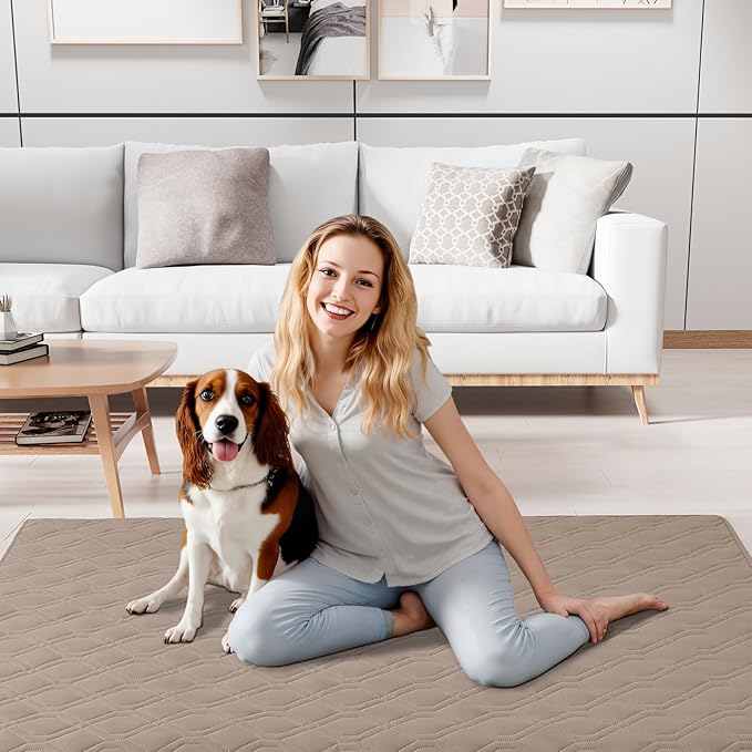 Smiry Waterproof Dog Blanket, 52x82 Inch Soft Pet Bed Cover Reversible, Washable Sofa Couch Furniture Protector for Small Medium Large Dog Puppy Cat, Geometric, Taupe/Beige