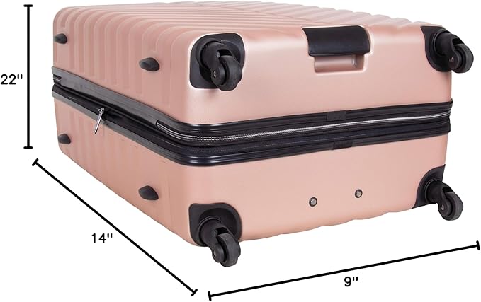 Kenneth Cole REACTION Madison Square Lightweight Hardside Chevron Expandable Spinner Luggage, Rose Gold, 20-Inch Carry On