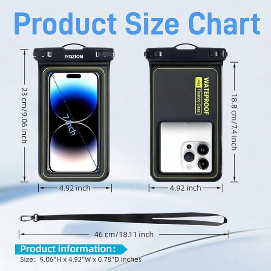 Floating Waterproof Phone Case 2 Pack | IP68 Waterproof Phone Pouch | Suitable for iPhone,Samsung,Motorola,and All Series of Phones with Screens Below 8.3 In | Ideal for Water Activities/Beach/Travel