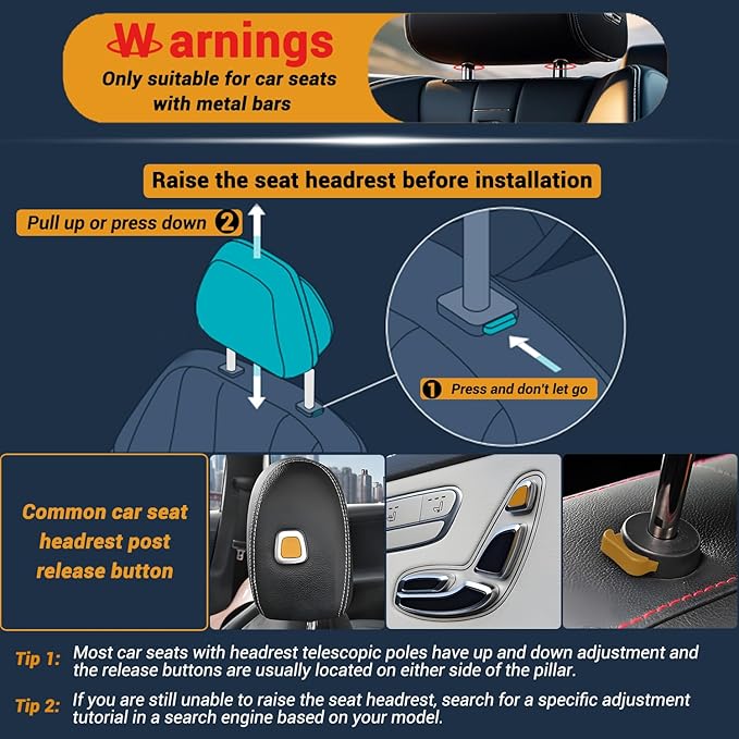 Car Headrest Pillow,Thickened Memory Foam Road Pal Headrest,Neck Support Pillow,180° Adjustable,Travel Car Sleeping,Prevent Cervical Sprain Spine,Suitable for Kids and Adults