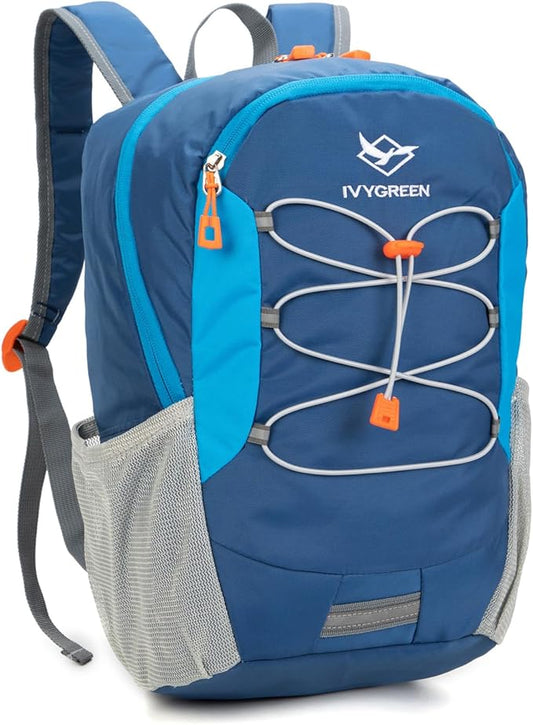 IVYGREEN Little Kids Hiking Backpack for Boys or Girls, Small Daypack for Camping or Travel (Blue, Medium)