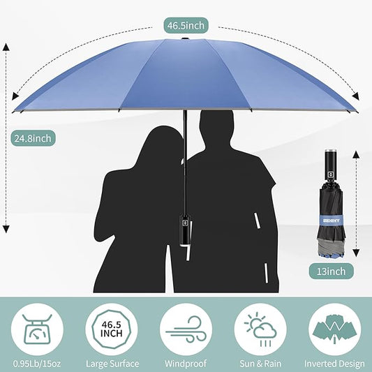 Seniny Windproof Travel Umbrella, Automatic Umbrellas for Rain, Portable & Compact Umbrellas for Backpack, Strong UV for Protection, Folding Small Sun Umbrella for Car, Walking