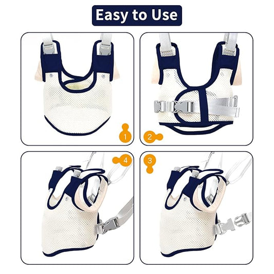 Baby Walker Breathable Baby Walking Harness Handheld Kids Walker Helper Toddler Infant Walker Harness Assistant Belt Pulling and Lifting Dual Use Walking Assistant Strap (DarkBlue 1)