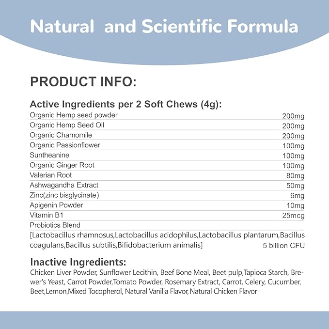 Calming Chews for Dogs, Dog Calming Chews to Help Reduce Stress, Dog Anxiety Relief Soft Chews for Fireworks, Storms, Thunder, Barking, Separation, Emotional Support, 90 Count