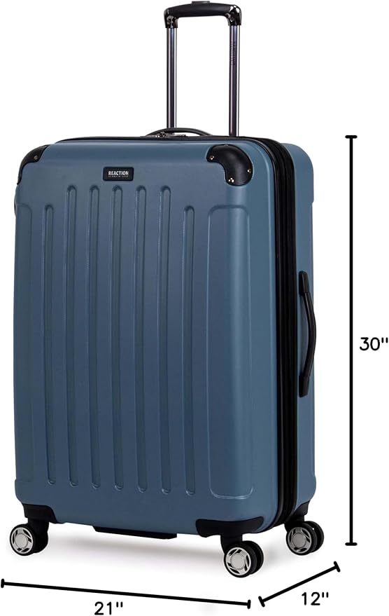 Kenneth Cole REACTION Renegade Luggage Expandable 8-Wheel Spinner Lightweight Hardside Suitcase, Granite Blue, 28-Inch Checked