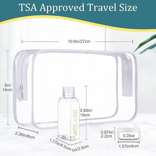 Cosywell Travel Bottles for Toiletries 10PCS Travel Shampoo and Conditioner Bottles TSA Approved Travel Size Containers Leakproof Plastic Cream Jars Refillable Cream Lotion Travel Essential Toiletrie