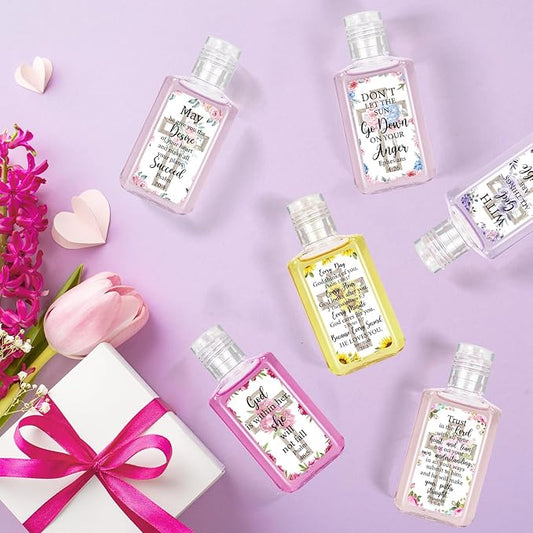50 Pcs Christian Mini Hand Sanitizer Bulk Bible Verse Hand Sanitizer Religious Inspirational Favors 1fl oz Travel Size Hand Soap Gift for Pastor Church Prayer Christian Party Favors (Retro Floral)