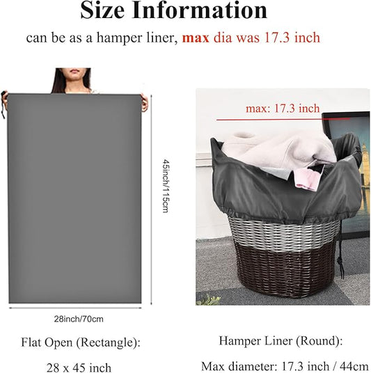 OTraki 2 Pack Laundry Bag Extra Large 28x45 Inch Drawstrings Laundry Hamper Liner Storage Bag XL Dirty Clothes Organizer Heavy Duty Laundry Bag for Home, Travel, Camping (Grey)