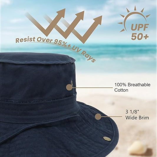 Bucket Hat Wide Brim UV Protection Sun Hat Boonie Hats Fishing Hiking Safari Outdoor Hats for Men and Women
