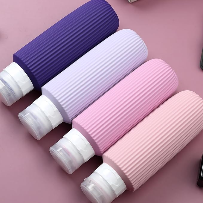 Travel Bottles for Toiletries, Large 6oz Travel Size Containers, BPA Free Leak Proof Tubs Refillable Liquid Accessories with Toiletry Bag for Cometic Shampoo and Lotion Soap (4 Pack)