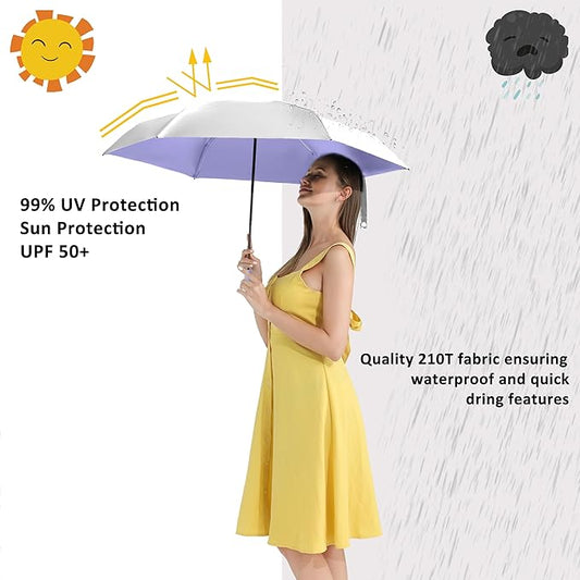 BAODINI Small UV Protection Travel Umbrella Compact for Rain and Sun UPF 50+ Windproof Portable 42 inch Umbrella for Women and Men