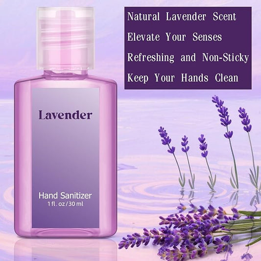 Frienda 24 Pcs Hand Sanitizer Bulk Lavender Gel Scented Hand Sanitizer Travel Size for Christmas Stocking Stuffers Women Men Teacher Nurse Employee Coworker Office Gifts Homeless Care Package Supplies