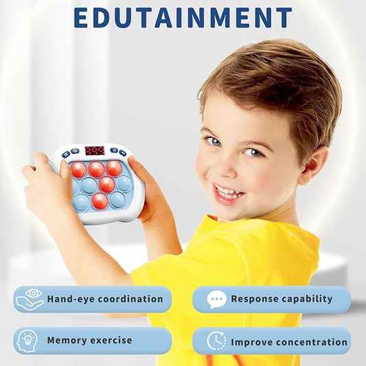 Pop Game Light Up Fidget Toy for Kids, 6 Modes LED Screen Quick Push Controller Electric Fidget Popper Game Quick Push Bubble Sensory Games Birthday Toys for Kids Lightblue