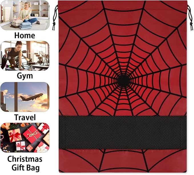 Spiders Red Web Travel Shoe Bag Waterproof Portable Shoe Bags for Storage with Drawstring Breathable Mesh Washing Organizer for Laundry Sneakers Boots Dance Shoes
