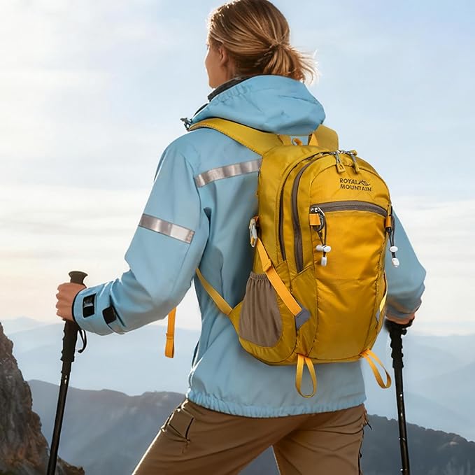 Small Hiking Backpack With Rain-cover, 20L Travel Backpacks For Women Men, Camping Daypack Backpacks Lightweight, Durable Hiking Backpack Fit For Camping, Daily Commuting, Short Trips (Yellow)