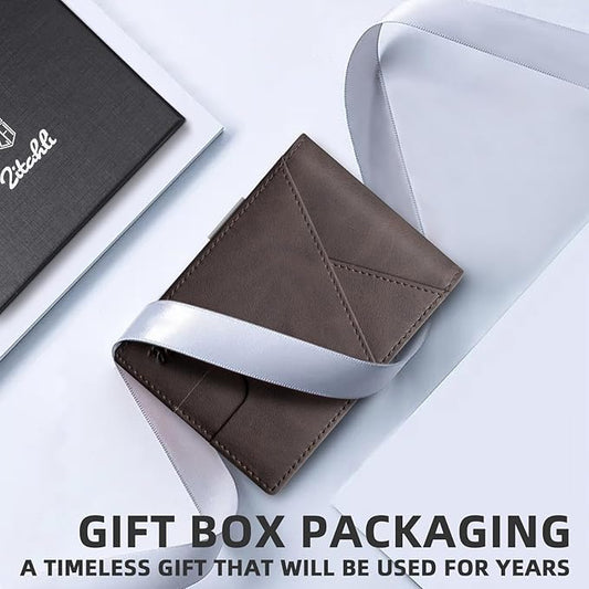 Zitahli Wallet for Men - with Money Clip Slim Leather Slots Credit Card Holder RFID Blocking Bifold Minimalist Wallets with Gift Box