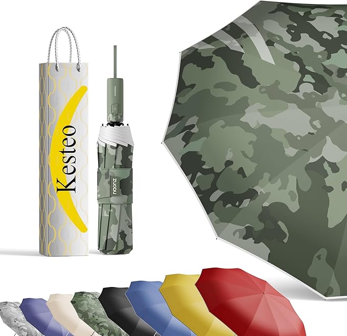 Windproof Travel Umbrella for Rain, Withstand 85MPH Winds, 54 Inch Automatic Reverse Fold Umbrellas Easy Auto Open Close, Portable Compact Umbrella Includes Cover Bag, Perfect for Travel, Car, Commute, Women Men, Backpack