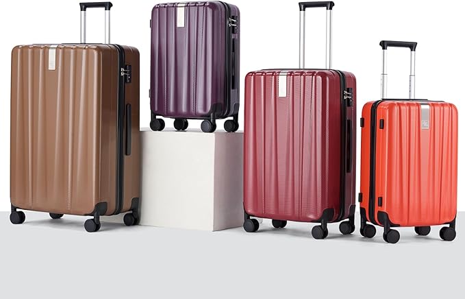 Hanke 29 Inch Luggage Suitcases With Spinner Wheels Lightweight PC hardside Rolling Suitcase With Travel Lock, Checked-Large 29-Inch Christmas Gifts for Birthday (Burgundy)