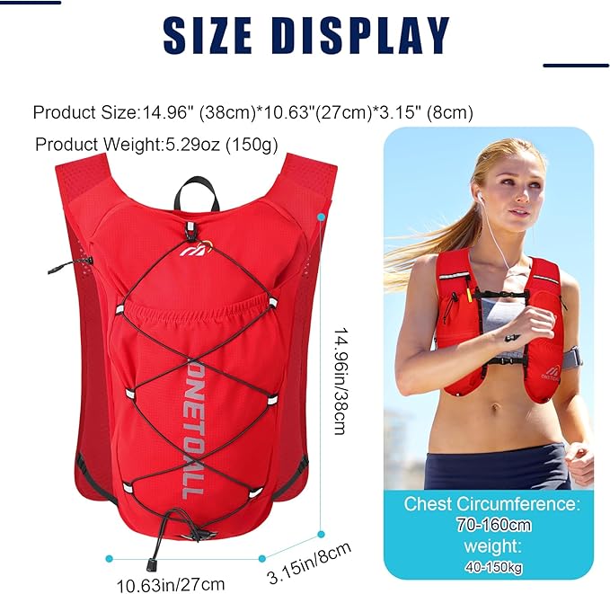 Running Vest for Women & Men, 6L Hydration Backpack with 2L Water Bladder, Lightweight Water Backpack for Trail Running, Marathon, Hiking, Cycling, Jogging, Adjustable Fit