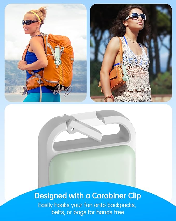 TriPole Portable Handheld Turbo Fan with Ice Cooling, 5 Speed Battery Rechargeable Foldable 3 in 1 Mini Fan, Neck & Desk Fan, Quiet Personal Fans for Outdoor, Travel, Camping, Hiking, Working