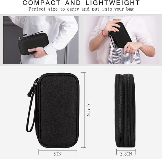 Skycase Electronic Organizer Travel Case - Waterproof Travel Cord Pouches for Organization, Cable Organizer, All-in-One Double Layers Storage Bag for Accessories, Charger, Cable, Black