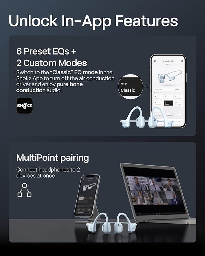 SHOKZ New OpenRun Pro 2 Mini -Open-Ear, Bone Conduction Sport Headphones -with Reflective Strip -Sweat Resistant, Workout Headphones -Secure, Wireless, Comfortable Fit -Deep Bass and Smart Mic App