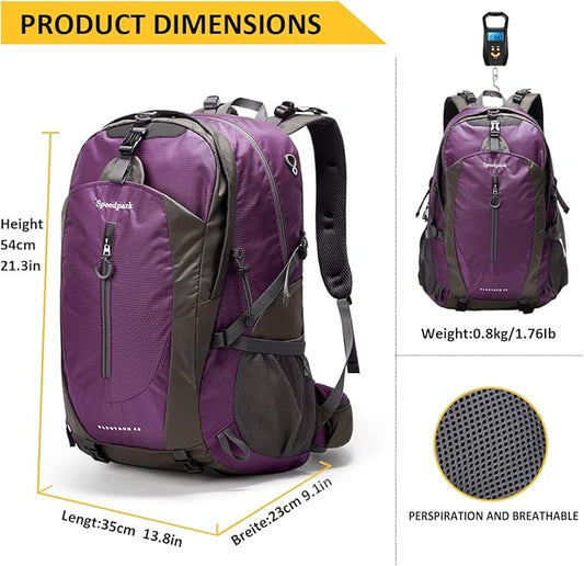 SPEEDPARK Hiking Backpack 40L Waterproof Hiking Daypack with Rain Cover, Outdoor Trekking Travel Backpacks for Men Women