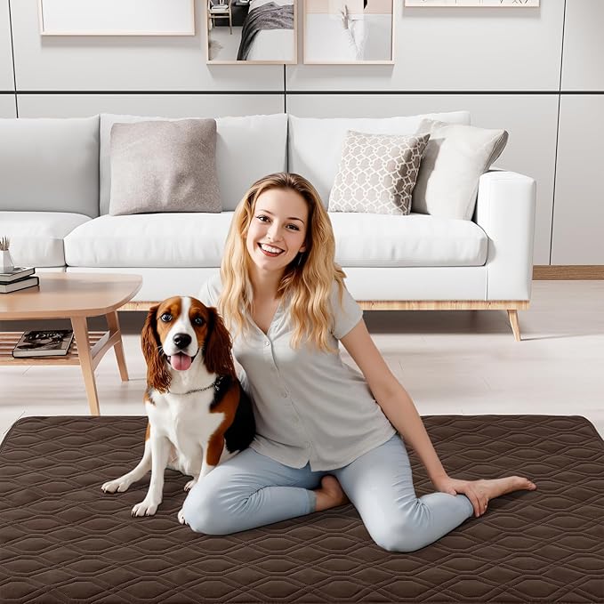 Smiry Waterproof Dog Blanket, 52x82 Inch Soft Pet Bed Cover Reversible, Washable Sofa Couch Furniture Protector for Small Medium Large Dog Puppy Cat, Geometric, Chocolate/Dark Grey