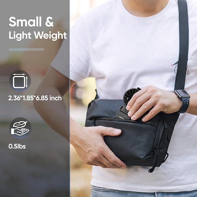 Portable Handheld Turbo Fan, 5000mAh Battery Operated, Max 26 Hrs Run, 132000 RPM High Power Motor, 3 IN 1 Rechargeable Fan with Belt Clip for Travel, Working, Outdoor, Indoor, Gift for Men