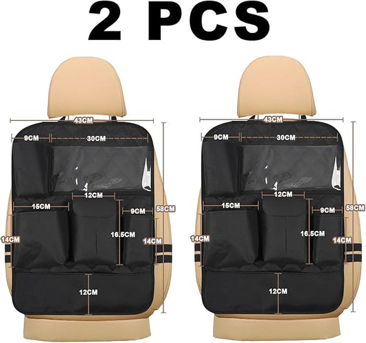 XDV Car Seat Organizers,Multi-functional Back Seat Protectors, Storage Pouches, Child kicking prevention and Tray Holders Kick Mats Back (for Cars, Kids,and Rear Seats) (Black, 2 Pack)