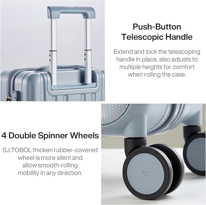 Hanke 14 Inch Underseat Carry On Luggage with Wheels Hard Shell Suitcases Carry On Bag Lightweight Small Mini Suitcase Travel Luggage for Travel(Gray)