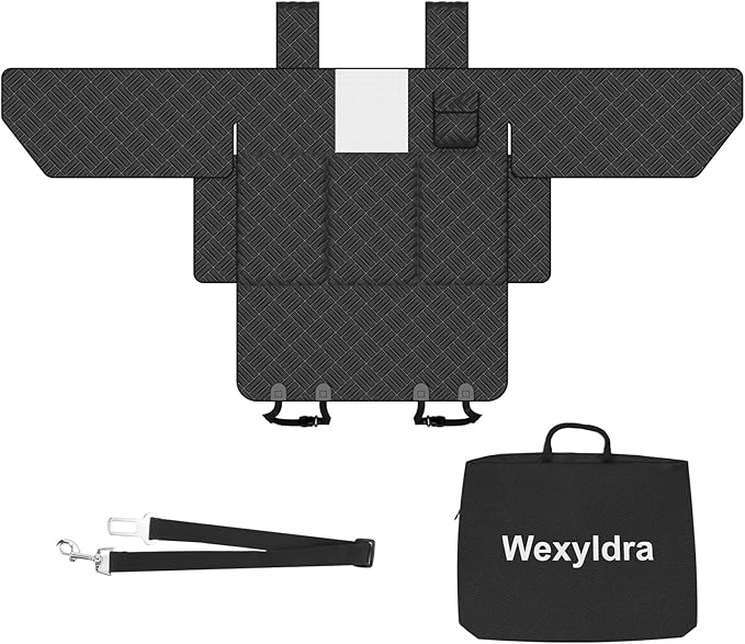 Dog Car Seat Cover for Back Seat- Heavy Duty Waterproof- Hard Bottom Backseat Extender Fits Sedan SUV & Small Truck, Full Coverage for Doors, Rear Seats & Front Headrests
