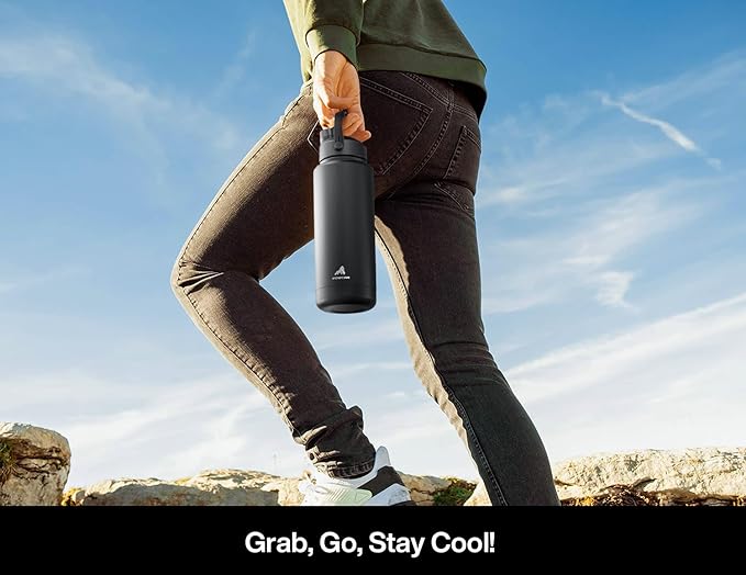 POWCAN 40 oz Insulated Water Bottle with 2-in-1 Straw and Spout Lid, Keep Cold 24H, Leak-Proof, BPA-Free, Double Wall Stainless Steel Water Bottle for Sports, Gym, Travel, and School (Mystic Glyph)