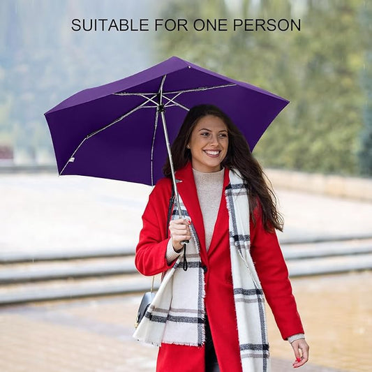 LEAGERA Compact Travel Umbrella for Purse - Flat Handle, Waterproof for Light Rain