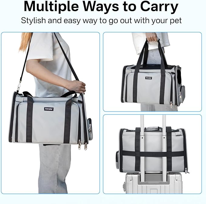 Cat Carrier Soft for Travel & Vet Visits, Expandable Soft Pet Carrier for Cats Up to 15 lbs, Breathable & Cozy Cat Bag Carrier, Airline Approved Portable Pet Travel Carrier, Black