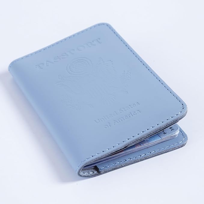 INCARNE US Passport Cover Clear - Travel Passport Wallet - Leather Passport Holder for Women Men Family with Card Slots & Note Compartmen - Sleeve Protector - Genuine Leather - Classic Light Brown