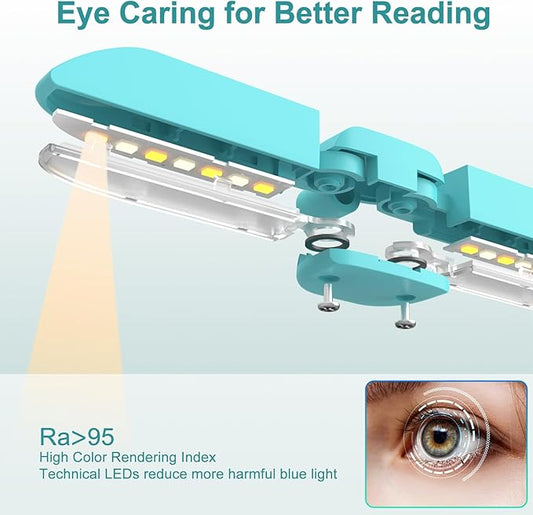 Vekkia 14 LED Rechargeable Book Light for Reading at Night, Eye-Care Reading Light for Books in Bed, 180° Adjustable, Clip on Lamp, 3 Color Temperatures, Lightweight, Present for Reader