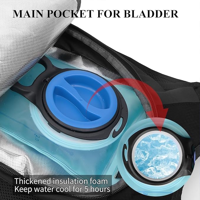 NONSAR Hydration Backpack, Hiking Backpack with 3L Water Bladder, Lightweight Insulation Hydration Pack, Water Backpack for Hiking, Cycling, Running, Festival, Camping for Men Women