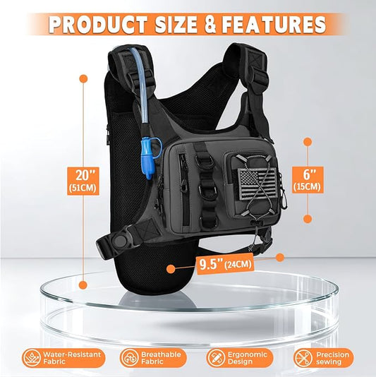 Outdoor Hydration Vest for Running & Hiking, Lightweight Breathable Water Backpack with 2.0L Bladder, Bounce-Free Chest Pack for Marathon, Cycling, Trekking for Men and Women