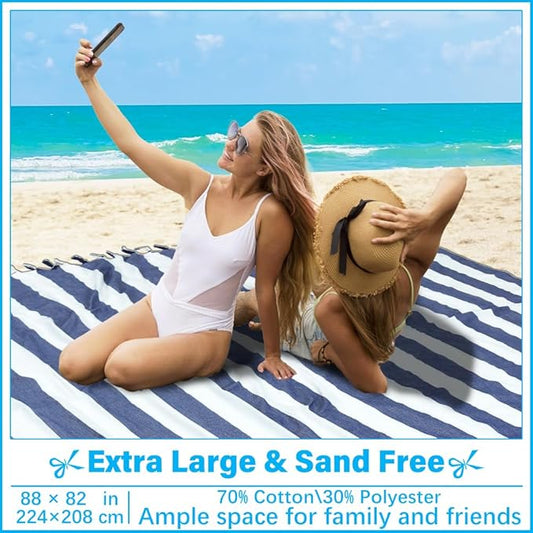 Oversized Turkish Beach Towel Blanket XXL Cotton Sandproof Towels Boho Woven Extra Large Big Sand Free Giant Throw Blankets Huge Quilt XL Picnic Camping Necessities Cloud for Adult Gifts