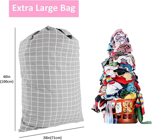 SWISSELITE Laundry Bag with Handle and Drawstring, Large Heavy Duty Laundry Bag, 28 x 40 Inches Travel Dirty Clothes Bag for Laundromat and Household