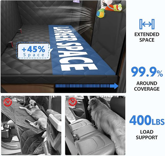 Back Seat Extender for Dogs-Upgraded Egg Crate Foam, Hard Bottom Dog Seat Cover for Truck Back Seat, Dog Hammock for Truck Crew Cab F150, RAM1500, Sierra, Silverado,Tundra, TitanοΌ59βx29β