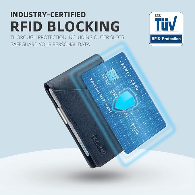 Zitahli Wallet for Men - with Money Clip Slim Leather Slots Credit Card Holder RFID Blocking Bifold Minimalist Wallets with Gift Box