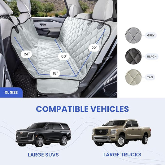 4Knines Dog Hammock for Full Size Trucks & Large SUVs (XL, Grey) – Bench Seat Covers for Trucks with 60/40 Split Seats - Armrest & Seatbelt Access – Waterproof, Easy Install, Machine Washable