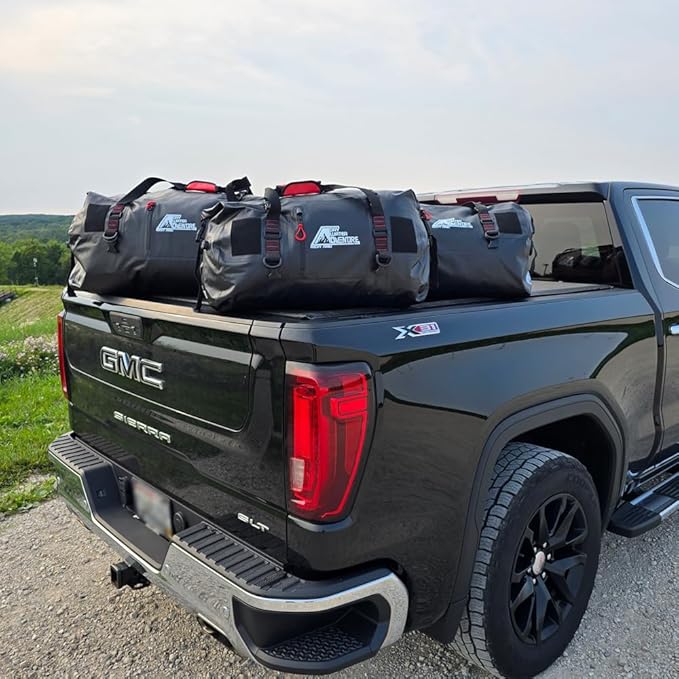 Motorcycle Waterproof Duffel Bag With Tie Down Straps, Marine Grade (120 Liter/31.7 Gallon, Rocky Series, Black)